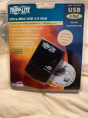 Ultra-Mini USB 2.0 4-Port Hub - Black